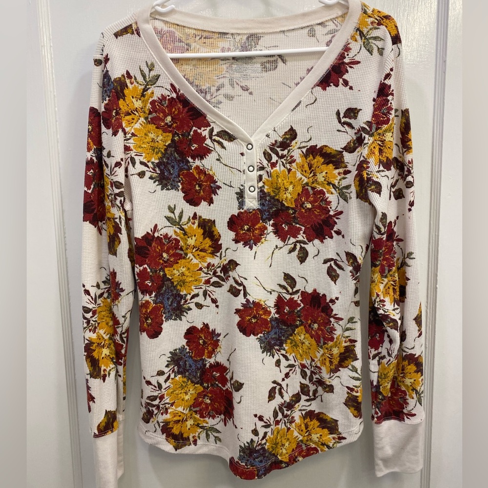 Floral waffle shirt